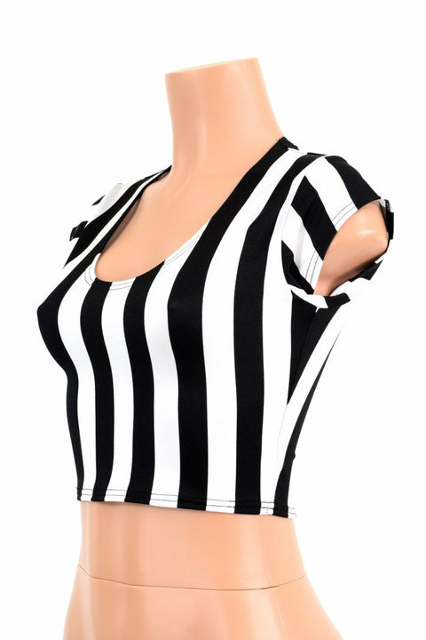 Black & White Striped Crop Top - Coquetry Clothing