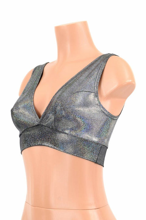 Starlette Bralette in Silver Holographic - Coquetry Clothing