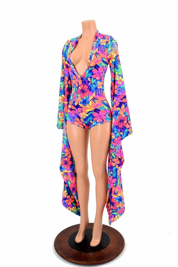 Kimono Sleeve Plunging V Neck Romper - 5