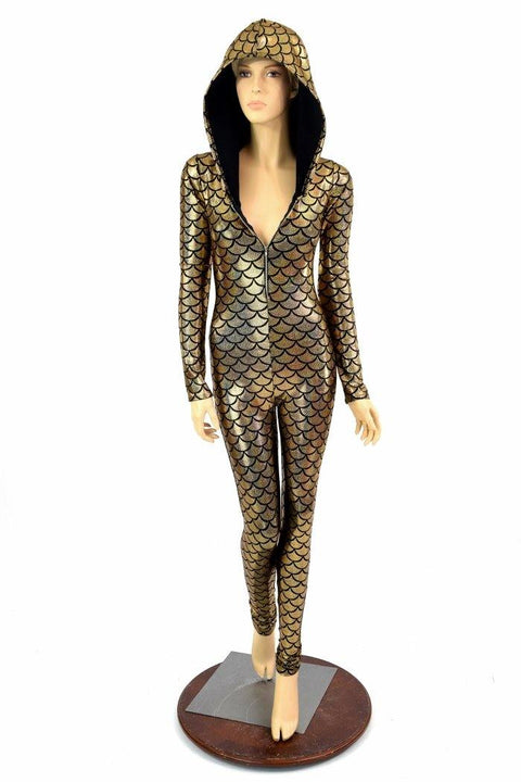 Gold Mermaid Long Sleeve Catsuit - Coquetry Clothing