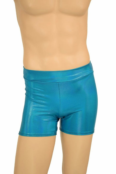Mens "Rio" Midrise Shorts in Peacock Holo - Coquetry Clothing
