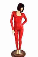 Red Sparkly Jewel Long Sleeve Catsuit - 1