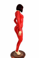 Red Sparkly Jewel Long Sleeve Catsuit - 2