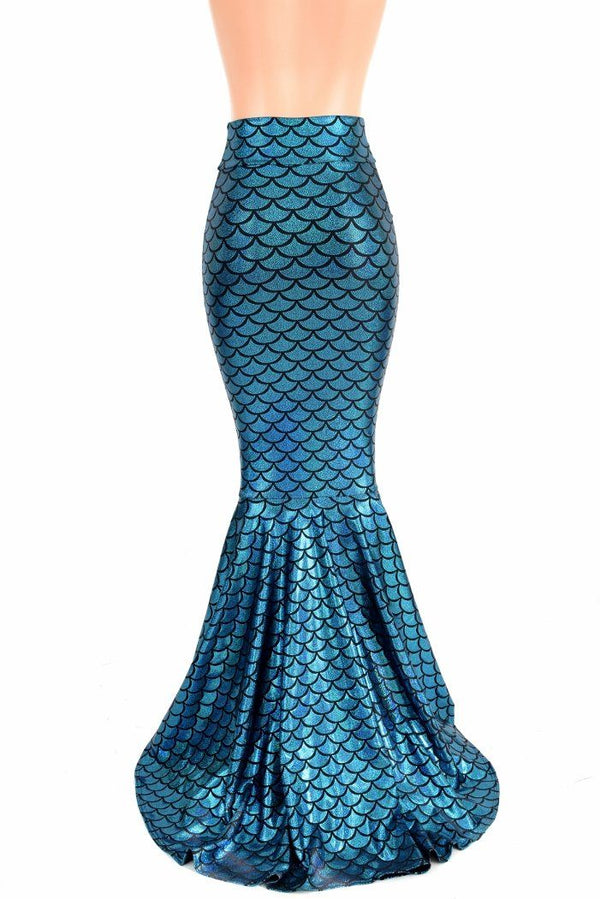 High Waist Mermaid Skirt with Puddle Train - 4