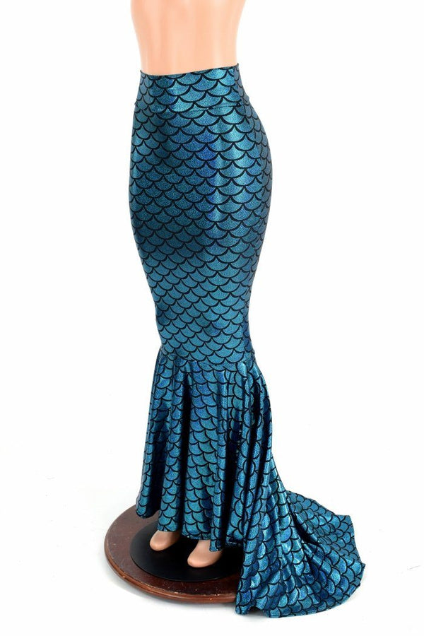 High Waist Mermaid Skirt with Puddle Train - 5