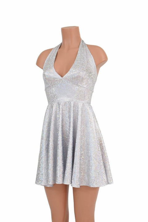 White "Marilyn" Halter Skater Dress - Coquetry Clothing