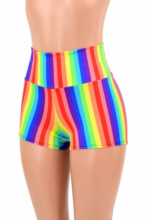 Ready to Ship Rainbow High Waist Shorts XS - Coquetry Clothing