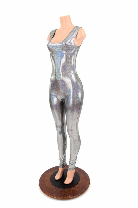 Silver Holographic Tank Catsuit - Coquetry Clothing