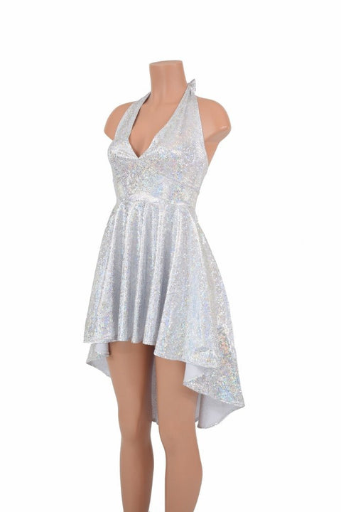 Hi Lo Silvery White Halter Dress - Coquetry Clothing