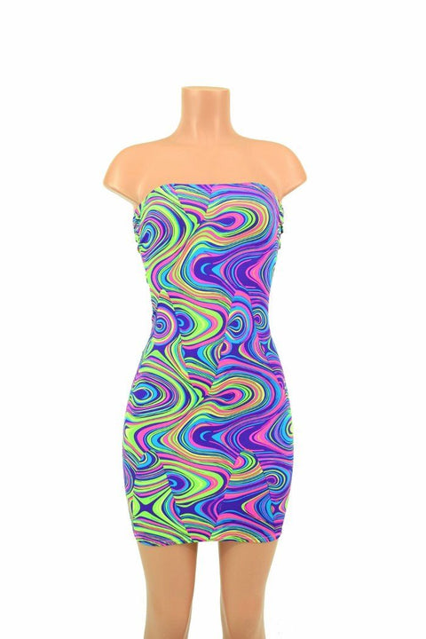Strapless Glow Worm Print Dress - Coquetry Clothing