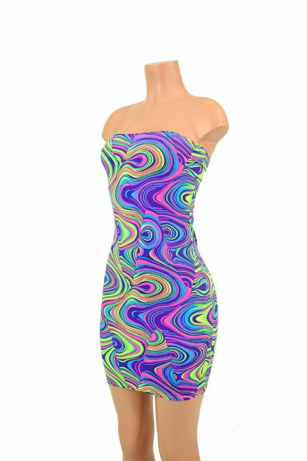 Strapless Glow Worm Print Dress - 5