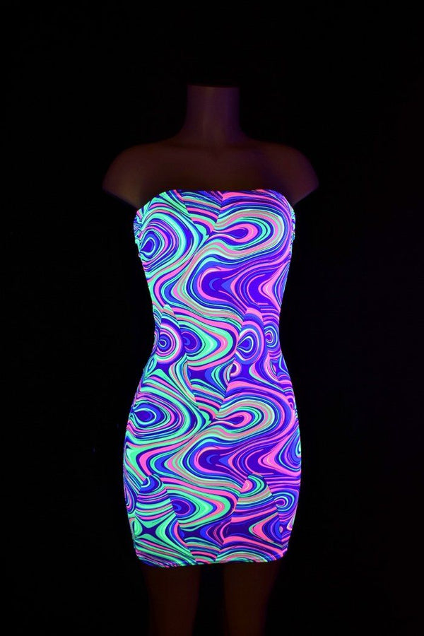 Strapless Glow Worm Print Dress - 6