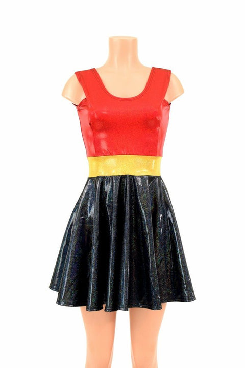 Red/Black Super Hero Skater Dress - Coquetry Clothing