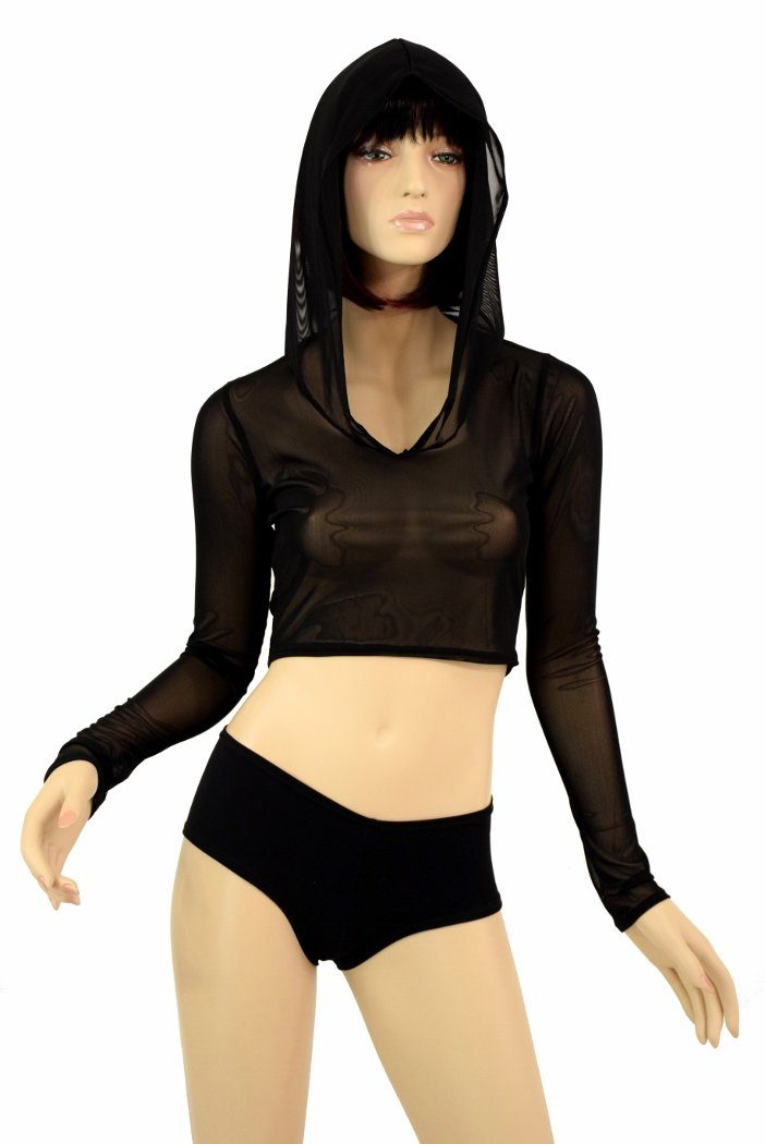 Mesh hoodie crop on sale top