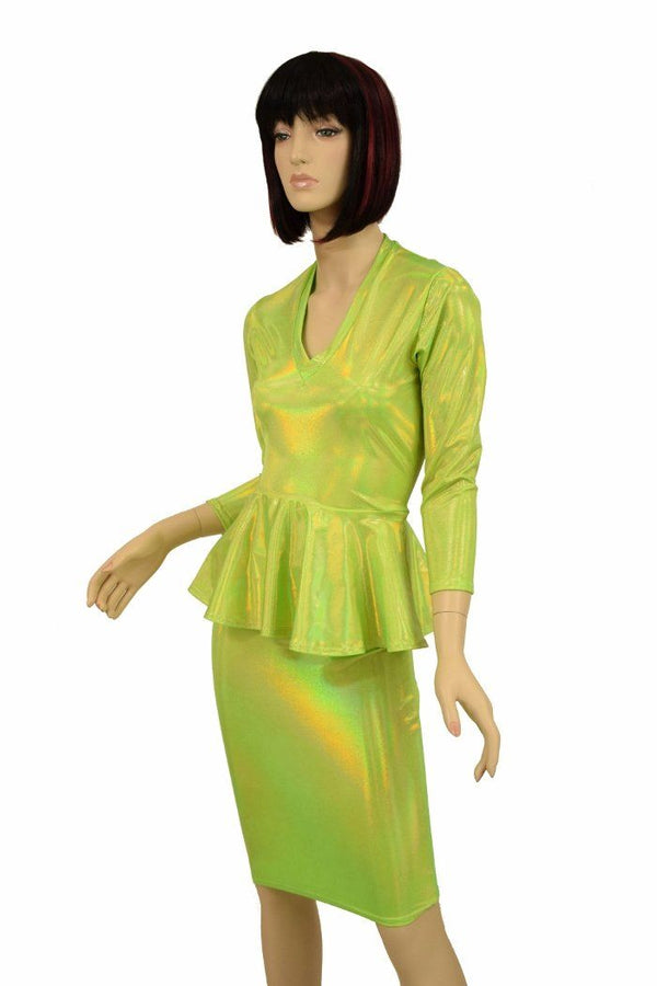Lime Peplum Skirt Set - 3