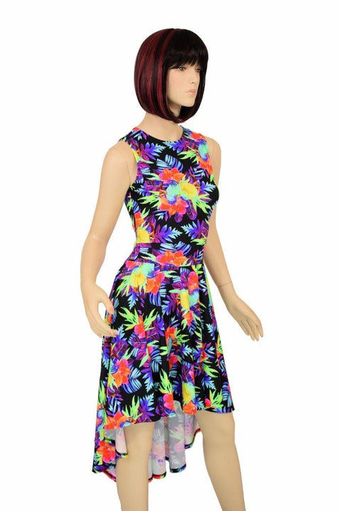Sonic Bloom UV Hi Lo Skater Dress - Coquetry Clothing