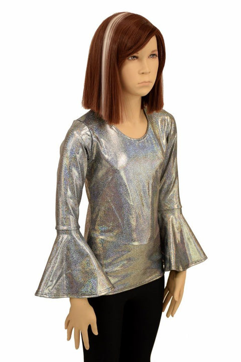 Girls Silver Trumpet Sleeve Full Length Top - Coquetry Clothing