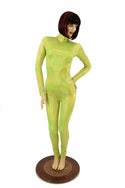 Lime Holographic Turtle Neck Catsuit - 1