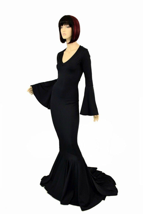 Smooth & Curvy Black Spandex Morticia Dress - Coquetry Clothing