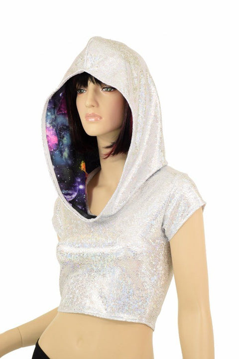 Galaxy Lined Silvery Crop Hoodie - Coquetry Clothing