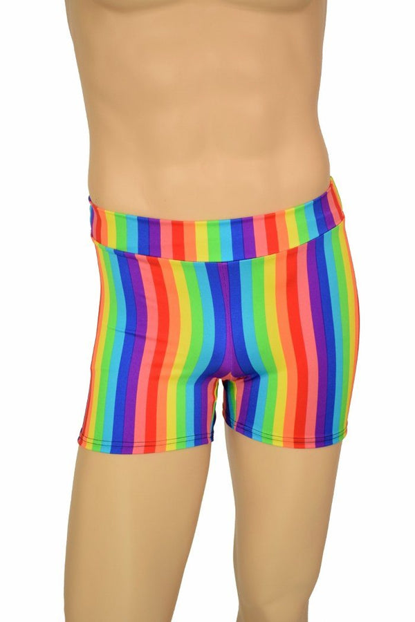 Mens "Rio" Midrise Shorts in Rainbow Stripe - 1
