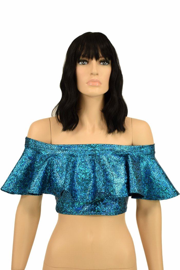 Turquoise crop top off shoulder new arrivals