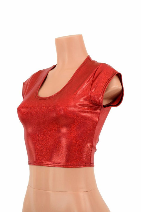 Red Cap Sleeve Crop Top - Coquetry Clothing