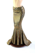 Gold High Waist Mermaid Skirt with Puddle Train - 1