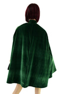 35" Collared Cape in Green Velvet, lined with Green Shattered Glass - 3