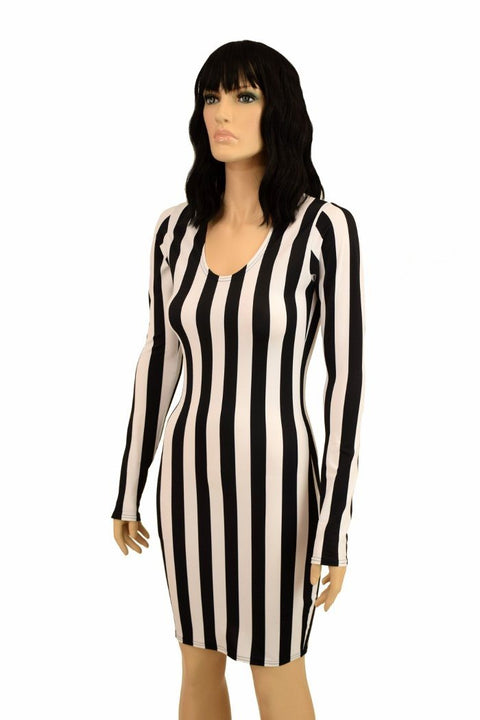 Black & White Stripe Long Sleeve Dress - Coquetry Clothing