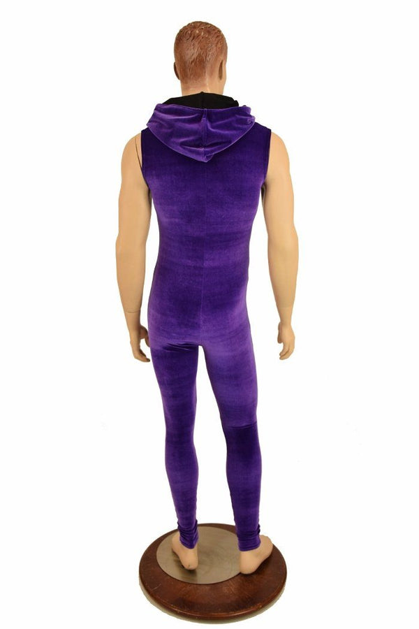 Mens Purple Zipper Catsuit - 4