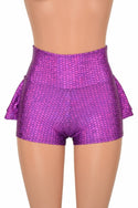 Purple Fish Scale Ruffle Rump Shorts - 2