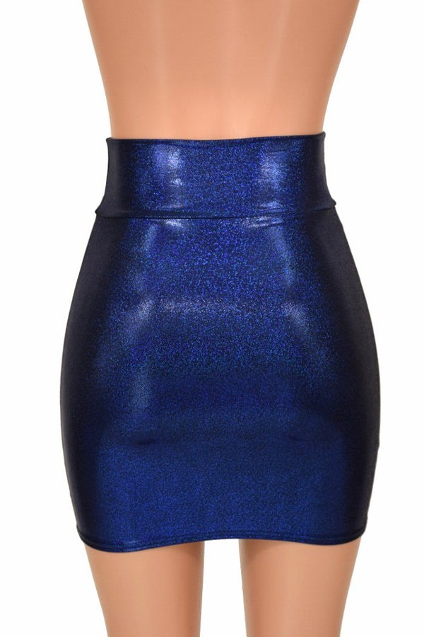 Blue Sparkly Jewel Bodycon Skirt - 4