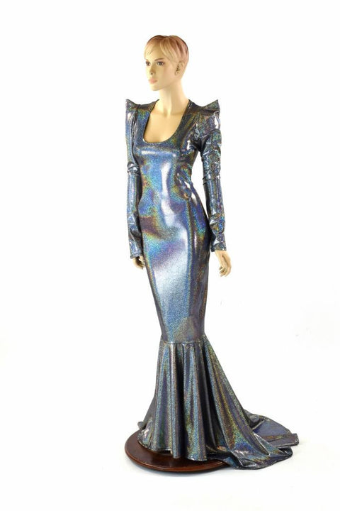 Silver Holographic Gown - Coquetry Clothing