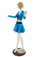 Peacock Blue Lace Up Crop Top & Flip Skirt Set - 3