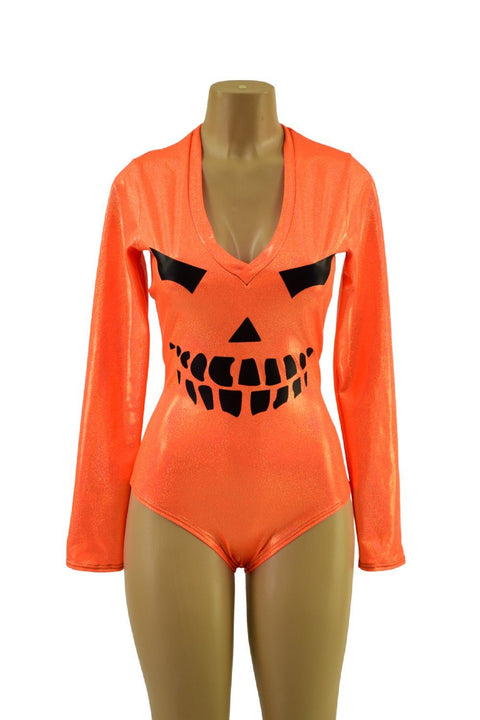 Long Sleeve Wicked Pumpkin Grin Romper - Coquetry Clothing
