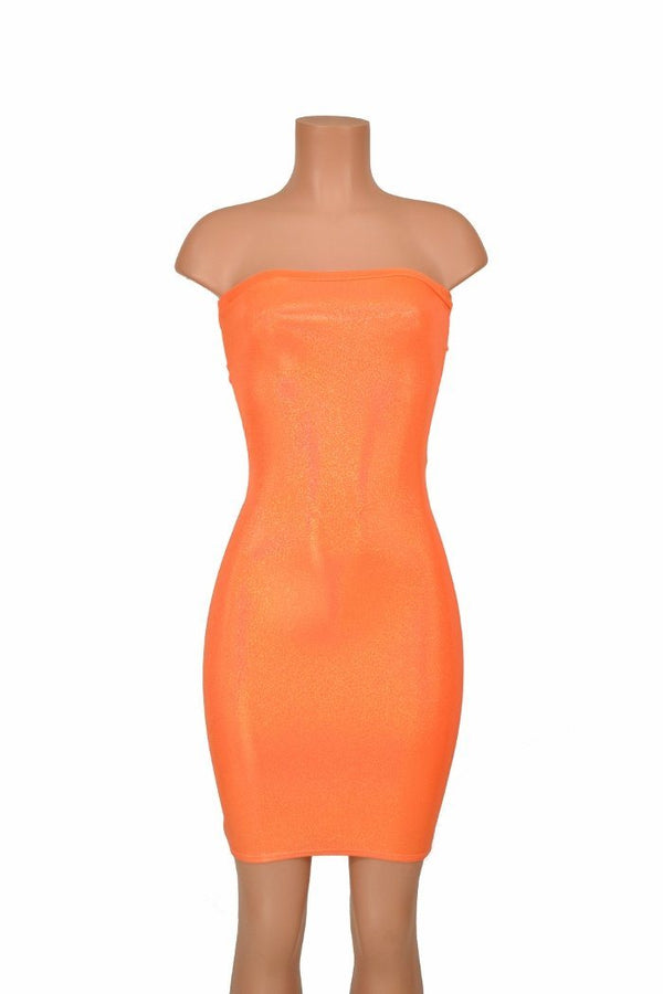 Strapless Orange Tube Dress - 2