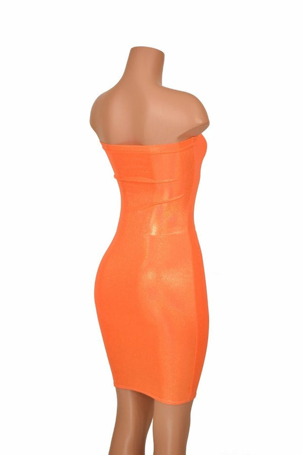 Strapless Orange Tube Dress - 4