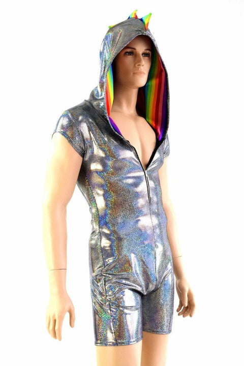 Mens Silver & Rainbow Dragon Romper - Coquetry Clothing