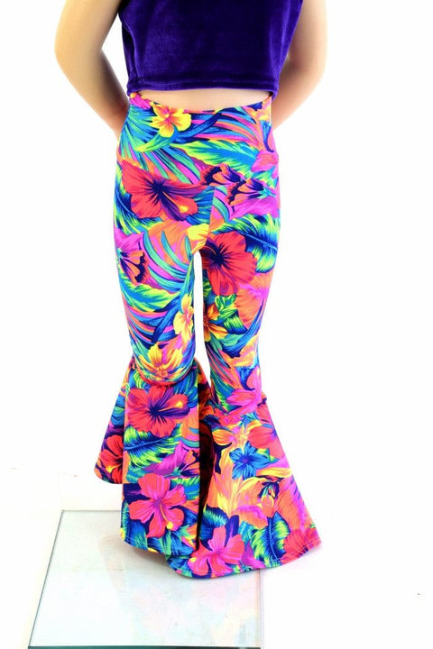 Kids Tahitian Floral Bell Bottom Flares - Coquetry Clothing