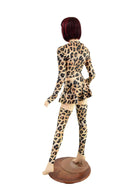 Leopard Print Crop Top, Circle Cut Skirt and Leg Warmer Set - 3