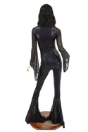 Black Mystique Laceup Catsuit with Mesh Bells and Sleeves - 3