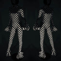 Flouncy Footed Checkered Catsuit - 1