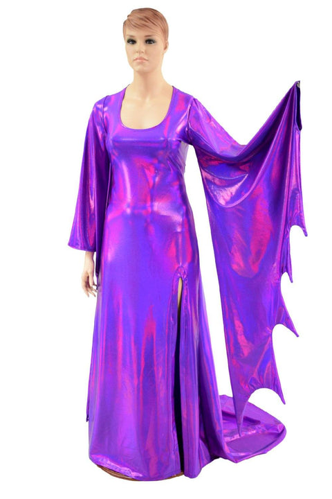 Grape Holographic Succubus Sleeve Gown - Coquetry Clothing