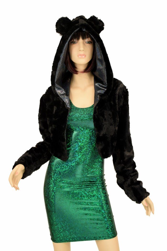 Minky Faux Fur Bear Ear Hooded Jacket Xs