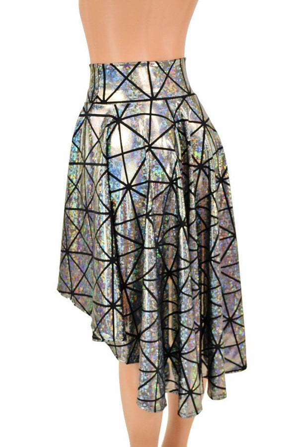 Silver Holographic Hi-Lo Skater Skirt - 4