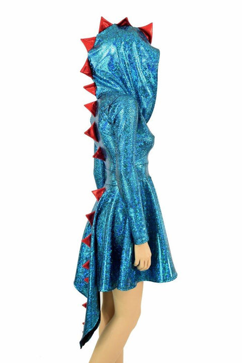 Turquoise Dragon Hoodie Skater Dress - Coquetry Clothing