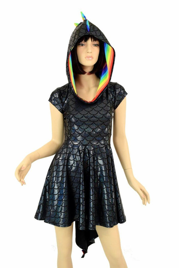 Black Dragon Hoodie Skater Dress | Coquetry Clothing