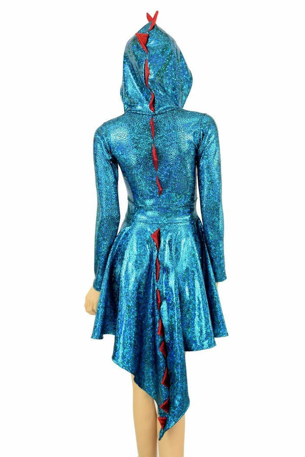 Turquoise Dragon Hoodie Skater Dress - 4