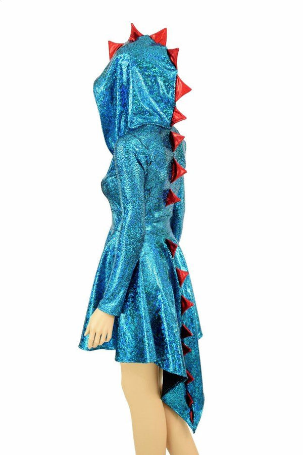 Turquoise Dragon Hoodie Skater Dress - 5